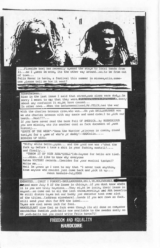 i o’ thic"In youc ucking mosteiL!-: 05 oon-baiis buc Folix ravoc FREEDOH AND EQUALITY HARDCORE